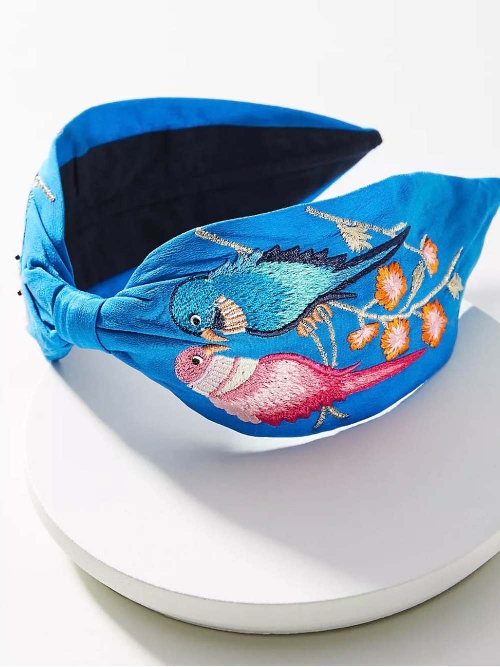 Nam Josh embroidered Blue Bird Headband with Floral Details